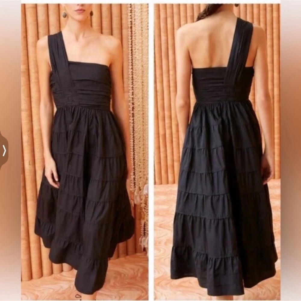 Ulla Johnson Ellie Midi Dress Gown Noir Black Sz 0 - Picture 5 of 5